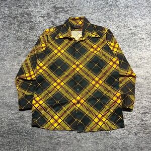 Vintage Van Heusen Disco Shirt XL Black Yellow Funky Saturday Night 60s 70s